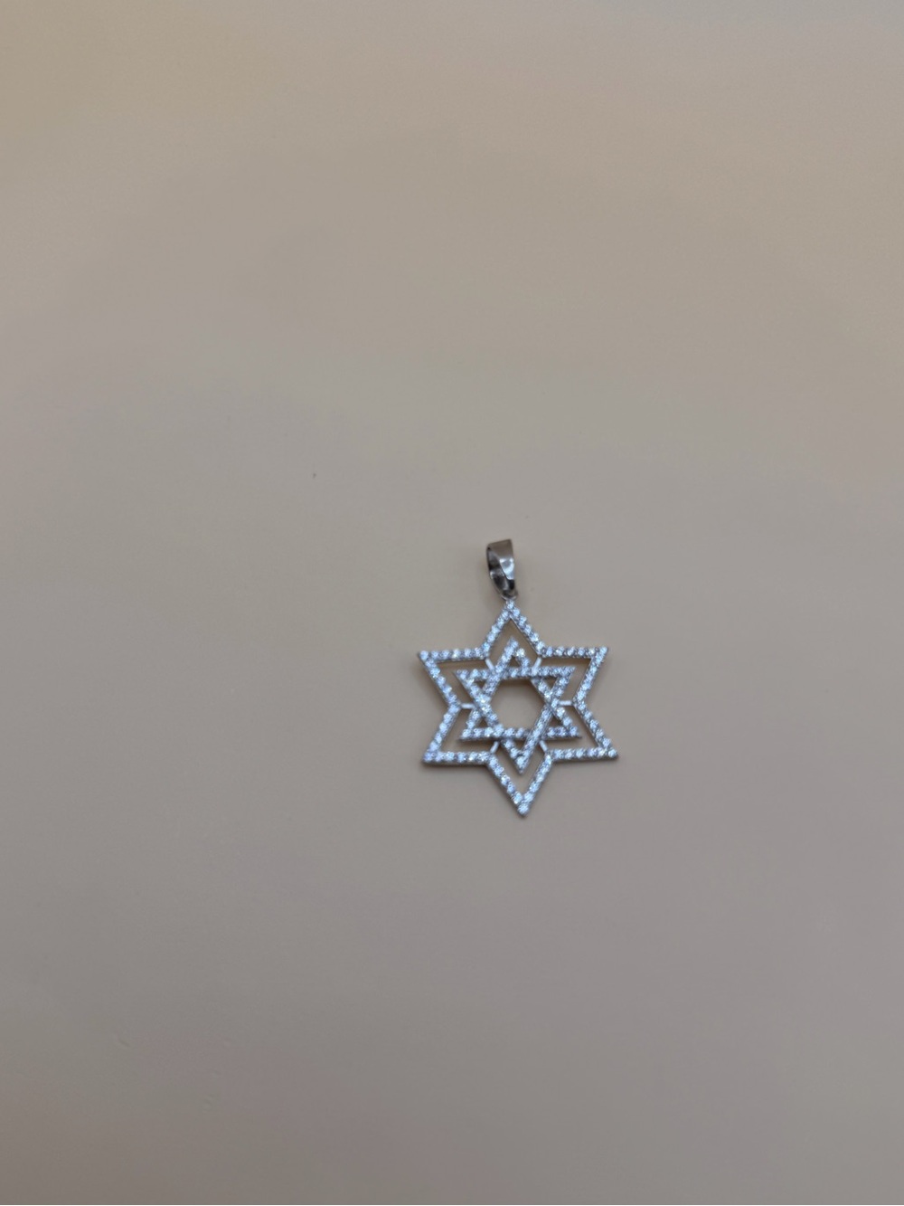 925 Sterling Silver Cz Unisex David Star Pendant.